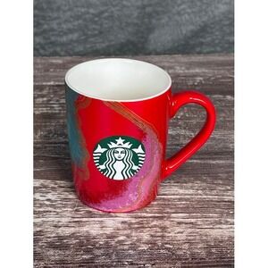 Starbucks Red Swirl 10oz Mug Coffee Cup White Interior Holiday Gift